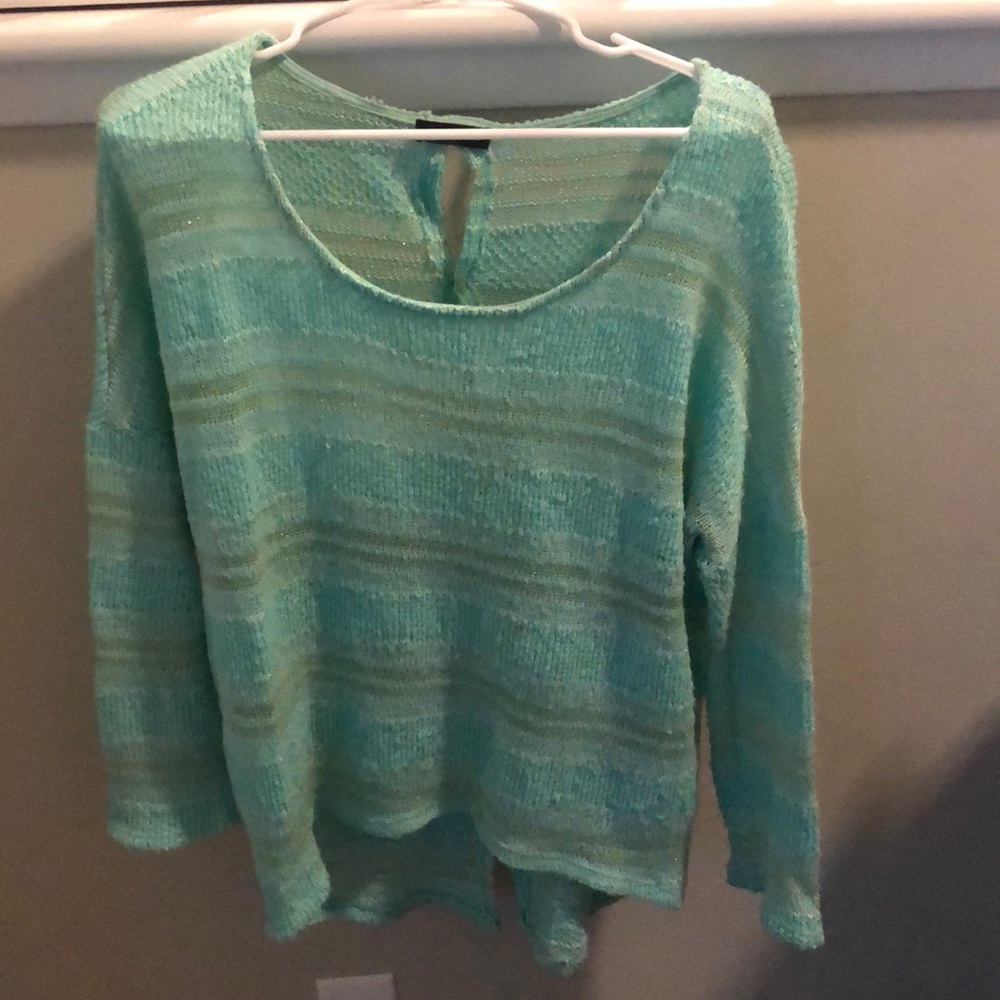 Mint sweater with button back